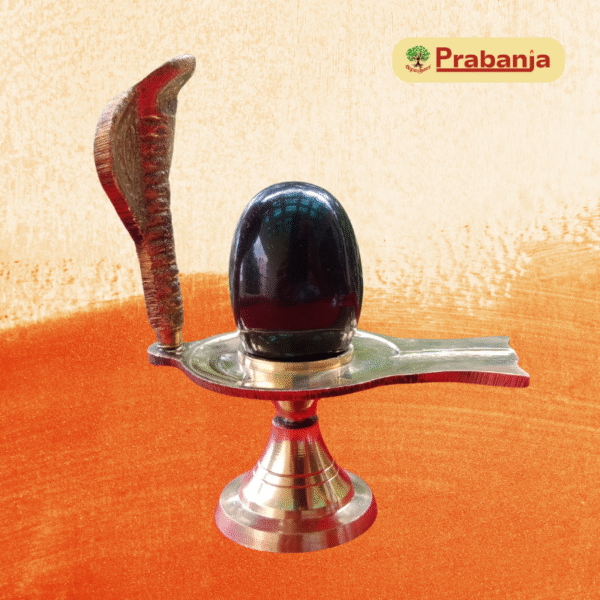 Brass Jalhari Narmadeshwar Shiva Ling with 1 Face Snake - Image 2