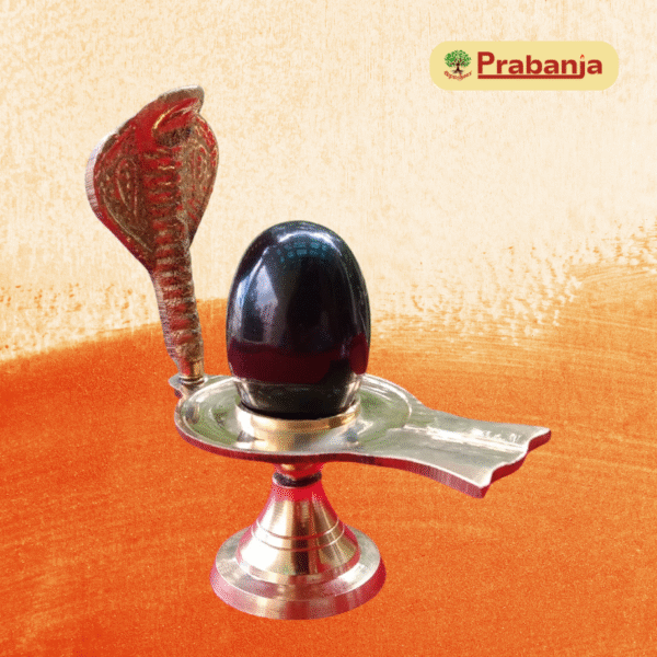 Brass Jalhari Narmadeshwar Shiva Ling with 1 Face Snake - Image 4