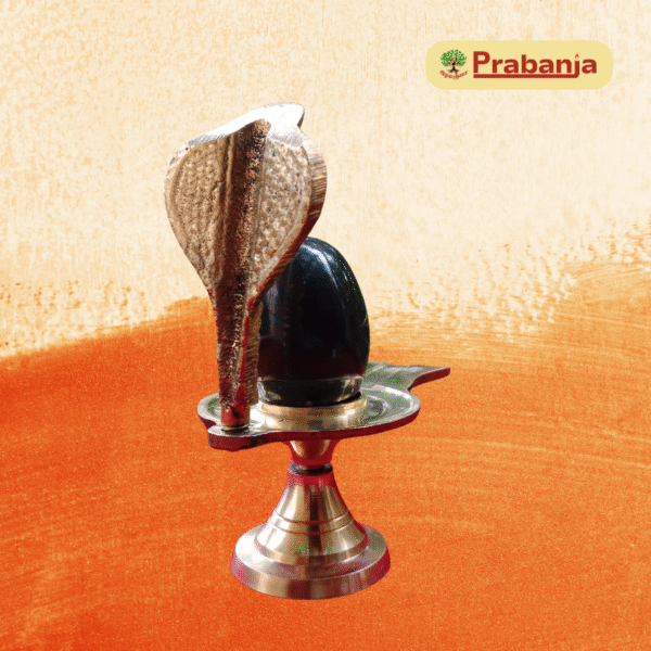 Brass Jalhari Narmadeshwar Shiva Ling with 1 Face Snake - Image 3