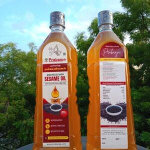Prabanja Sesame Oil | Cold Pressed & Unrefined | 100% Natural | 1 Liter | For Cooking, Baking & Frying